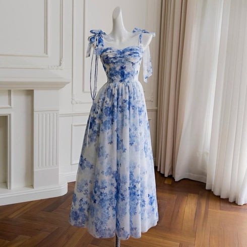 Summer Floral Print Sleeveless Straps Sundresses